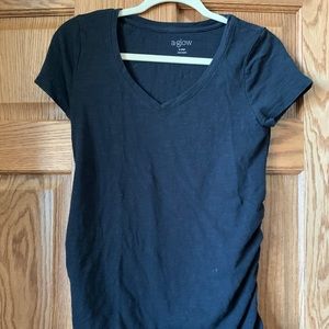 Black v-neck maternity tee